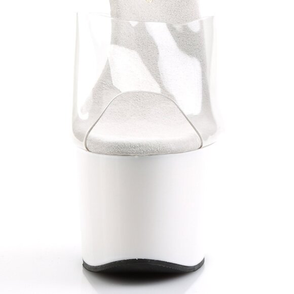 Clear White Platform Heels | High Heel Mule Sandals for Women - Picture 2 of 5